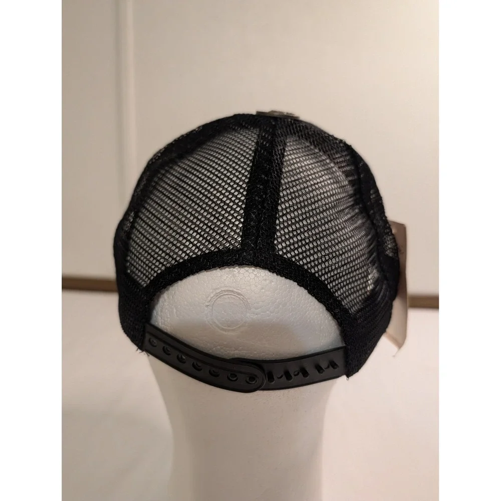 Ed Hardy Christian Audigier Vintage Trucker Hat Black Rhinestone Tattoo Rose NWT